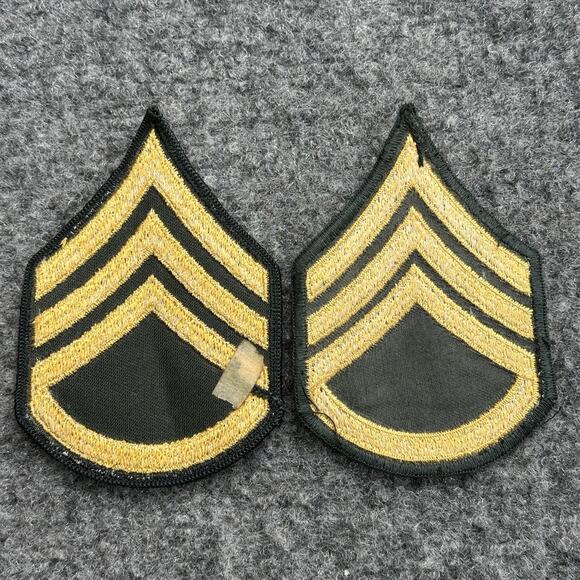 Vintage Cloth Sergeant Chevron Military Patch Lot Of (2) E2282P Sew On Pair Rare - Picture 3 of 5